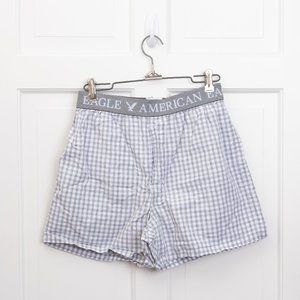 AEO Grey and White Micro Plaid/Checked Boxer Shorts